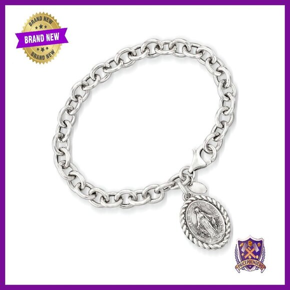 Italian Sterling Silver Charm Bracelet 7 Inch Lobster Clasp